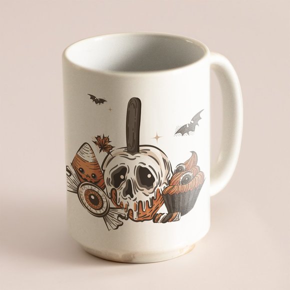 Eat, Drink, and be Scary Coffee Mug. Halloween Coffee Cup. 15oz Ceramic Mug - Picture 2 of 5